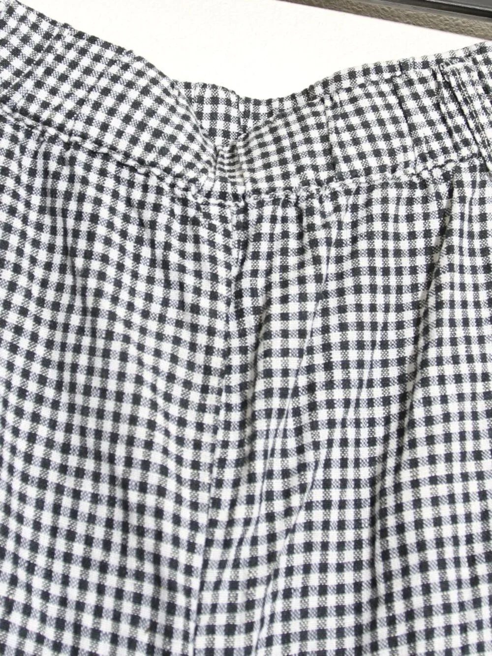 Quince 100% European Linen Pants Classic Mini Gingham Black White Pull-On Sz XL